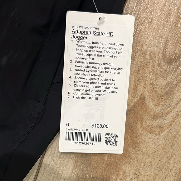 6 Lululemon Adapted State HR Jogger Black NWT - Picture 3 of 8